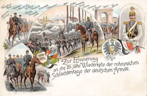 L002 Deutschland 1896 Militär Zur Erinnerung Litho Kaiser Wilhelm Litho Postkarte