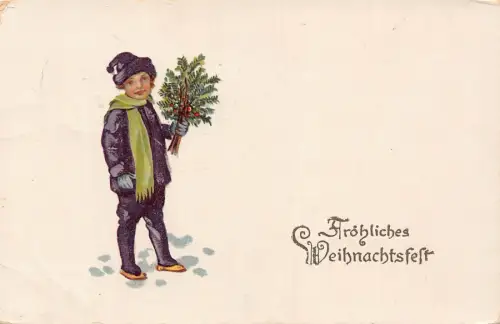 L001 Deutschland 1928 Weihnachtskind Mistel Postkarte