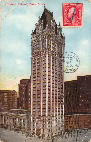 US New York City 1911 Liberty Tower Vintage Postkarte