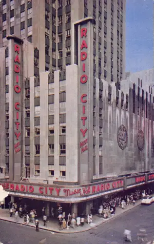 US New York City Radio City Music Hall Vintage Postkarte