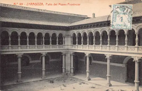 L142 Spanien 1929 Saragossa Patio del Museo Provinzmuseum Vintage Postkarte