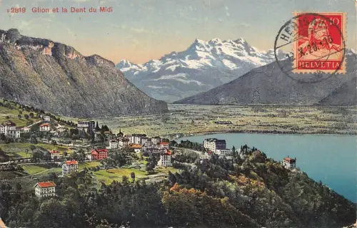 L144 Schweiz 1920 Gilon et la Dent du Midi Dorf Berg Postkarte
