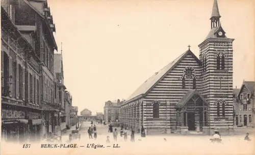 C043 Frankreich Berck Plage L'Eglise Vintage Postkarte