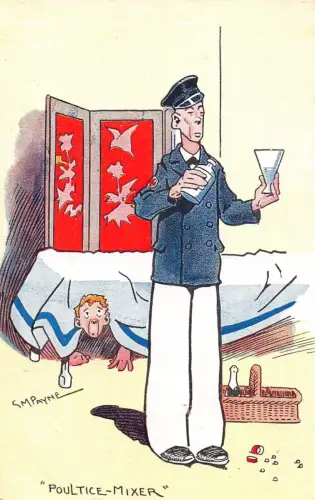 L008 Marine Spitznamen Serie signiert GM Payne Poultice-Mixer Vintage Postkarte