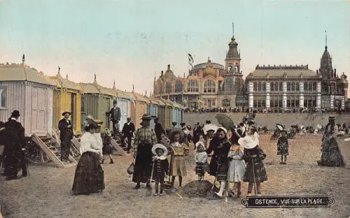 C047 Belgien Ostende vue sur la Plage Vintage Postkarte