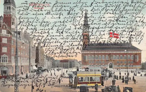 C045 Dänemark Kopenhagen 1906 Straßenbahn Vintage Postkarte