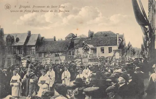 C047 Belgien Brügge Prozession du St.Sang Groupe de Notre Dame Chasse Postkarte