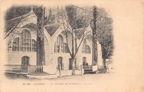 C043 Frankreich Lourdes Les Piscines de la Grotte Vintage Postkarte