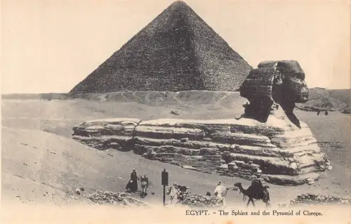 C046 Ägypten Die Sphinx und die Cheops-Pyramide Vintage Postkarte
