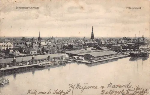 C048 Deutschland Bremerhaven Seehafen 1910 alte Postkarte