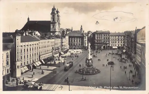 C042 Österreich, Linz Platz 1930 alte Postkarte