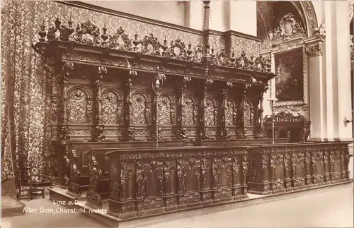 C042 Österreich, Linz a.d. Alter Dom Chorstuhl rechts alte Postkarte
