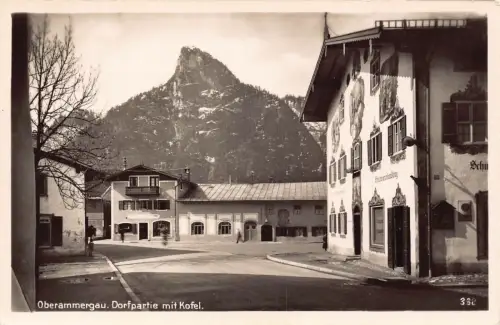 L172 Deutschland Oberammergau Dorfpartie Kofel Gasthof Berg RPPC Vintage Postkarte