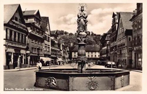 L171 Deutschland Schande Gmünd Marktbrunnen Denkmal Vintage Postkarte