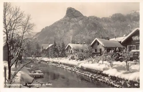 L172 Deutschland Oberammergau Ammerpartie Kofel RPPC Vintage Postkarte