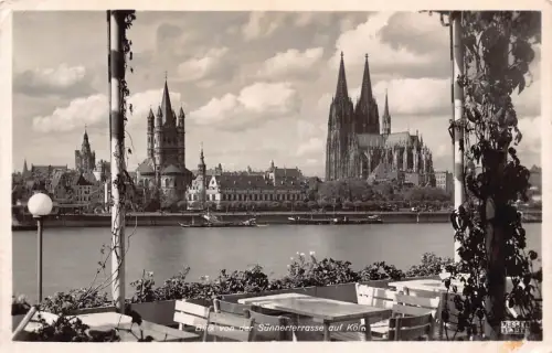 L171 Deutschland 1937 Blick von der Suennerterrasse aus Koeln RPPC Vintage Postkarte