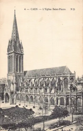 Frankreich 1928 Caen L'Eglise Saint Pierre Kirche Vintage Postkarte