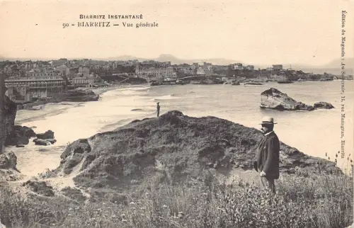 Frankreich Gesamtansicht Biarritz Mann Vintage Postkarte
