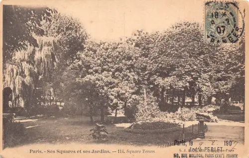 Frankreich 1907 Paris Ses Squares et Jardins Square Tenon Vintage Postkarte