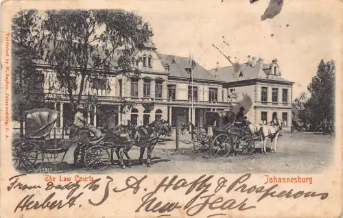 Südafrika 1904 Johannesburg Law Courts Carriages Vintage Postkarte