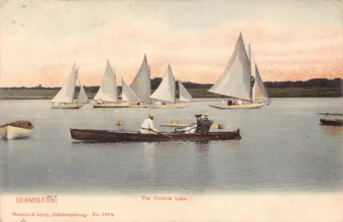 Südafrika 1908 Germiston Victoria Lake Boats Vintage Postkarte