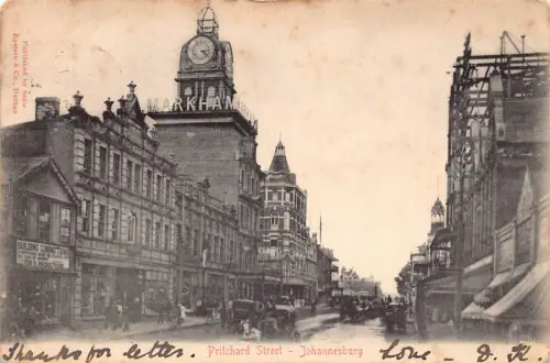 Südafrika 1905 Pritchard Street Johannesburg Markham Uhr Vintage Postkarte