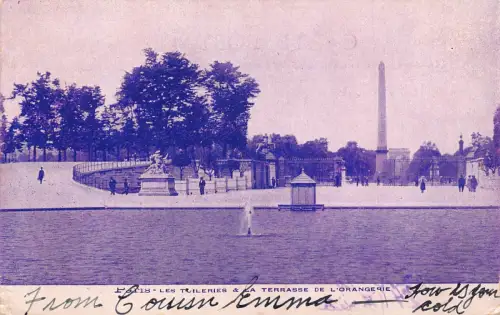 Frankreich Paris Les Tuileries & Terrasse de L'Orangerie Vintage Postkarte