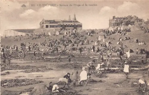 Frankreich Le Treport Scenes de Plage et Casino belebter Strand Vintage Postkarte