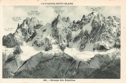 Frankreich Groupe des Aiguilles Berggipfel Vintage Postkarte