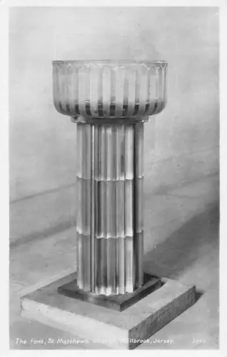 England Jersey Millbrook St Matthew's Church Font RPPC Vintage Postkarte