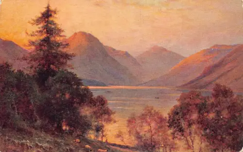 England 1931 Wastwater and the Great Gable Mountain Vintage Postkarte