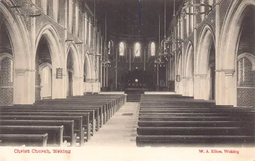 England 1904 Christ Church Woking Interieur Vintage Postkarte