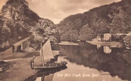 England River Dart Old Mill Creek Boat Vintage Postkarte