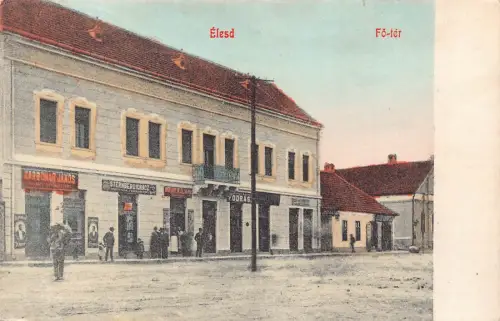 L515 Rumänien Bihor Alesd Elesd Judaica Geschäfte Marktplatz Vintage Postkarte