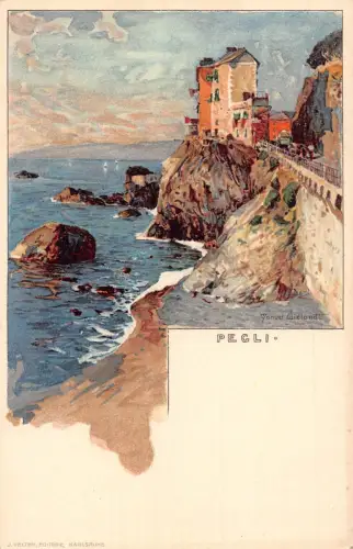 Italien Pegli Kunst von Manuel Wielandt Chromo Litho Vintage Postkarte