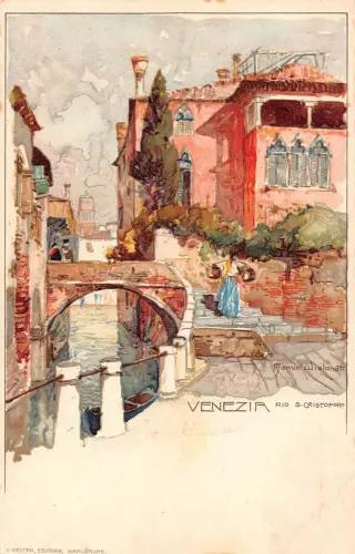 Italien Venezia Venedig Rio S Cristoforo Kunst von M Wielandt Chromo Litho Postkarte