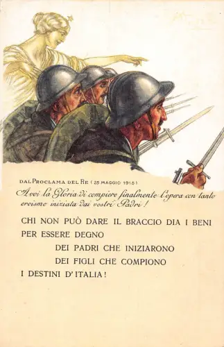 Italien Patriotische Infanterie bei Angriff Göttin Werbung für Bank Kredit Postkarte