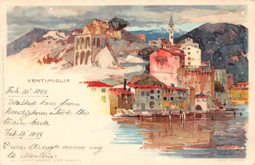 Italien Ventimiglia Kunst von Manuel Wielandt Chromo Litho Vintage Postkarte