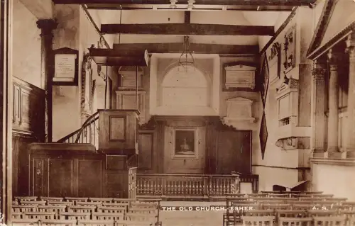 England Old Church Esher RPPC Vintage Postkarte