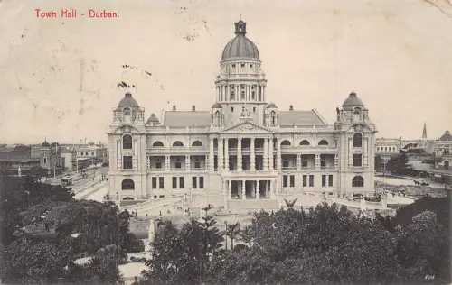 Südafrika 1910 Durban Town Hall Vintage Postkarte