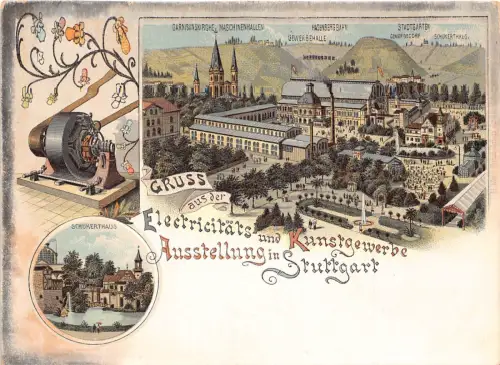 Deutschland Gruss aus Elektrik und Kunstgewerbe Austellung Stuttgart Postkarte