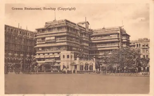 Indien Grüne Restaurant Bombay Mumbai Vintage Postkarte