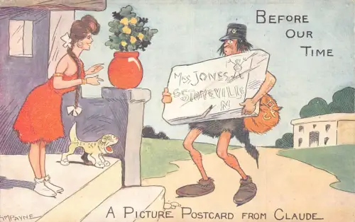 L019 GM Payne Before Our Time Humor signierte Vintage Postkarte