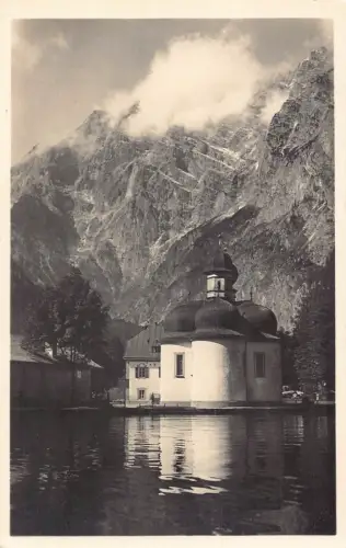 L182 Deutschland Kirche St Bartholomae Königsee Berchtesgadener See Vintage Postkarte