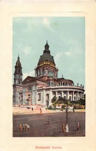 Ungarn Budapest Basilika Kirche Passepartout Vintage Postkarte