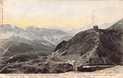 Schweiz 1906 Ferdinandshöhe Dreisprachenspitze Hotel Vintage Postkarte