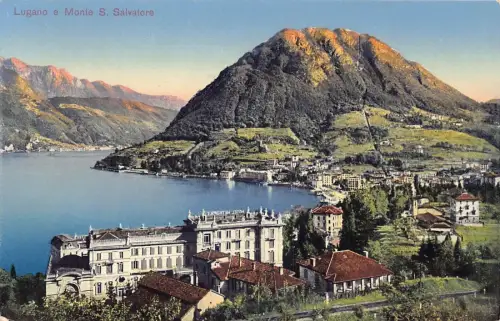 Schweiz Lugano e Monte S Salvatore Vintage Postkarte