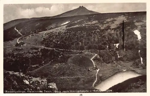 L263 Polen Riesengebirge Riesengebirge Teich Schneekoppe RPPC Postkarte