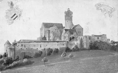 L263 Deutschland 1910 Ronneburg Zitadelle Wappen Vintage Postkarte