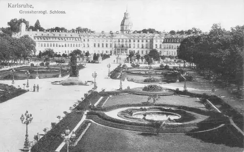 A088 Deutschland Karlsruher Großherzogl Schlossgarten Vintage Postkarte